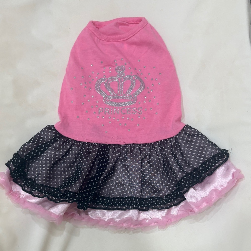 Top Paw Pink and Black Rhinestone Princess Dog Dress
